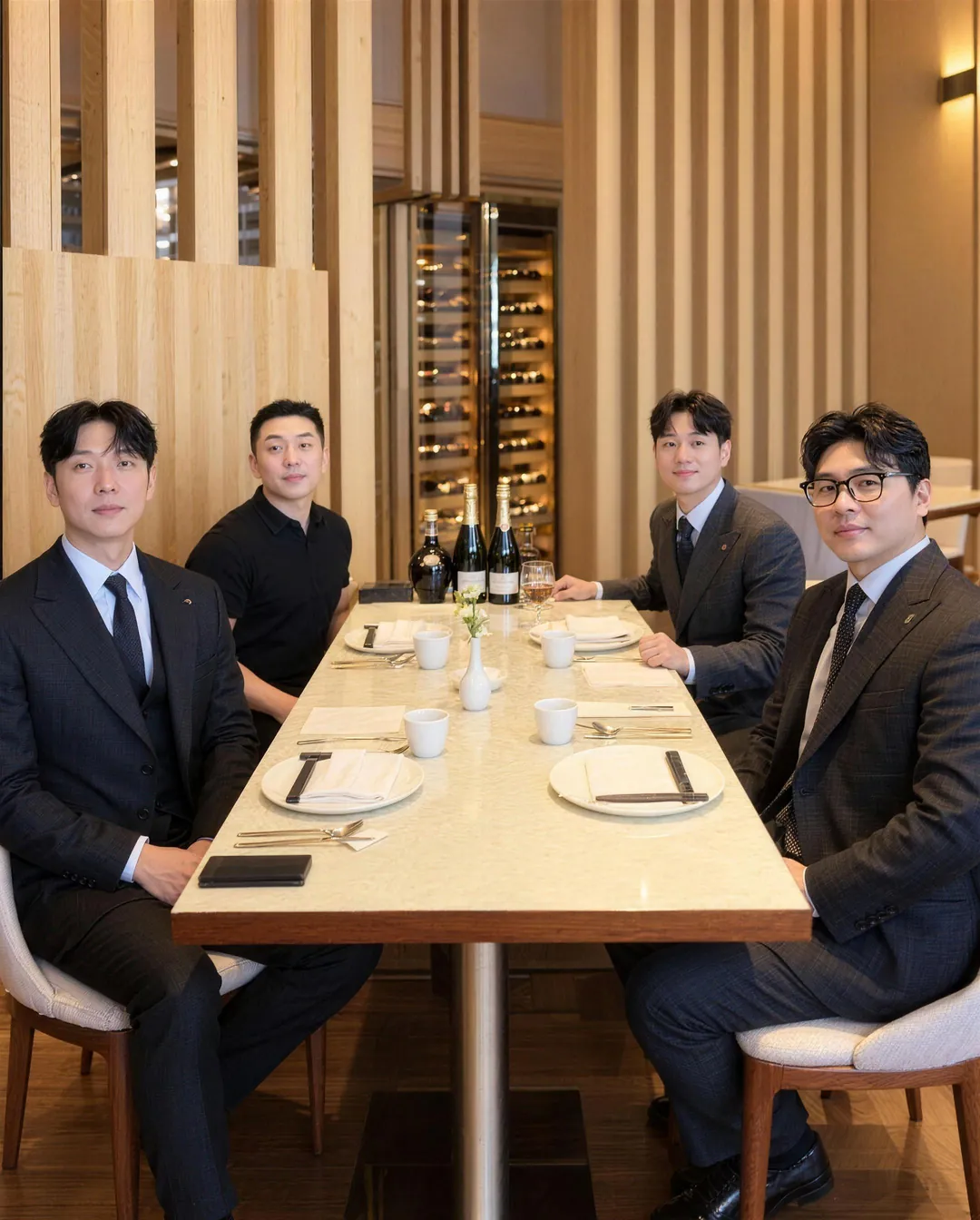 식사 자리에 함께한 백룡 이사와 지점장들